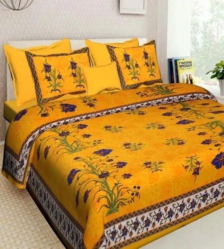 jaipuri-printed-cotton-double-bedsheet-with-2-pillow-cover-500x500-2.jpg Premium Cotton Double Bedsheet ? 100% Pure Cotton, Traditional Block Print Design, Soft & Breathable Home Linen