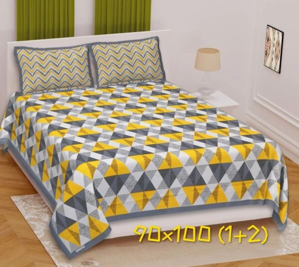 Jaipuri Printed Cotton Double/King Size Bed Sheet with 2 Pillow Covers ? Traditional Rajasthani Design, 100% Soft Cotton, Breathable & Colorfast Fabric