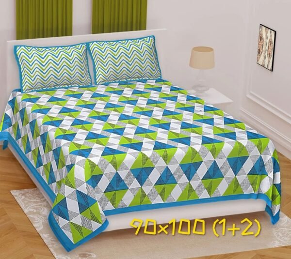 Jaipuri Printed Cotton Double/King Size Bed Sheet with 2 Pillow Covers ? Traditional Rajasthani Design, 100% Soft Cotton, Breathable & Colorfast Fabric