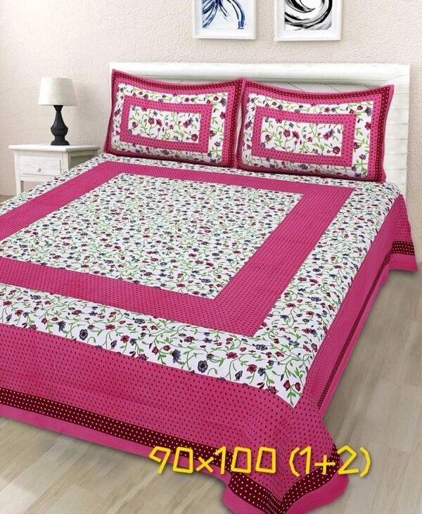 jaipuri-printed-cotton-double-king-size-bedsheet-1000x1000-14.jpg Jaipuri Printed Cotton Double / King Size Bedsheet ? Traditional Rajasthani Block Print, 100% Soft Cotton, Breathable & Durable