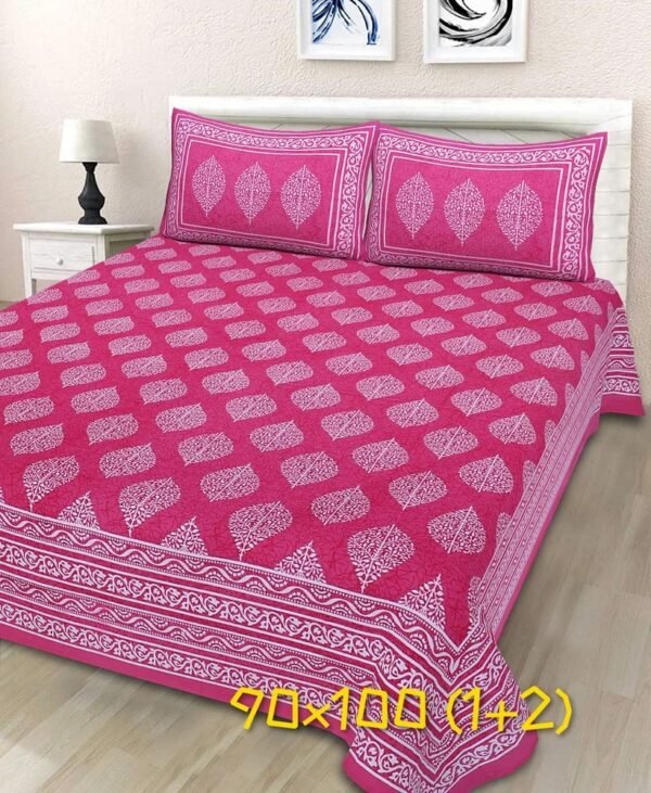 Premium Jaipuri Printed Cotton Double / King Size Bedsheet ? Soft Rajasthani Block?Print Design, 100% Breathable Cotton for Bedroom Decor