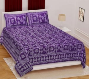 Jaipuri Printed Cotton King Size Double Bedsheet with 2 Pillow Covers | Soft & Breathable Pure Cotton | Rajasthani Traditional Design | Durable & Fade-Resistant