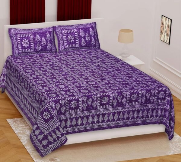 Jaipuri Printed Cotton King Size Double Bedsheet with 2 Pillow Covers | Soft & Breathable Pure Cotton | Rajasthani Traditional Design | Durable & Fade-Resistant