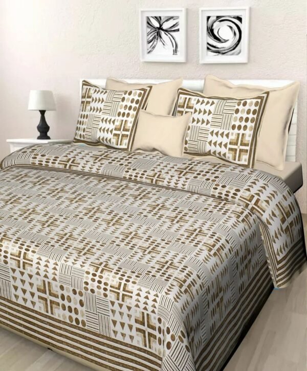 Jaipuri Printed Cotton Double / King Size Bedsheet ? Traditional Rajasthani Block Print, 100% Soft & Breathable Cotton