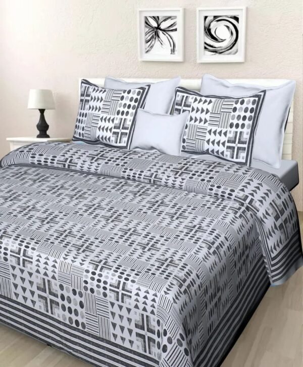 Jaipuri Printed Cotton Double / King Size Bedsheet ? Traditional Rajasthani Block Print, 100% Soft & Breathable Cotton