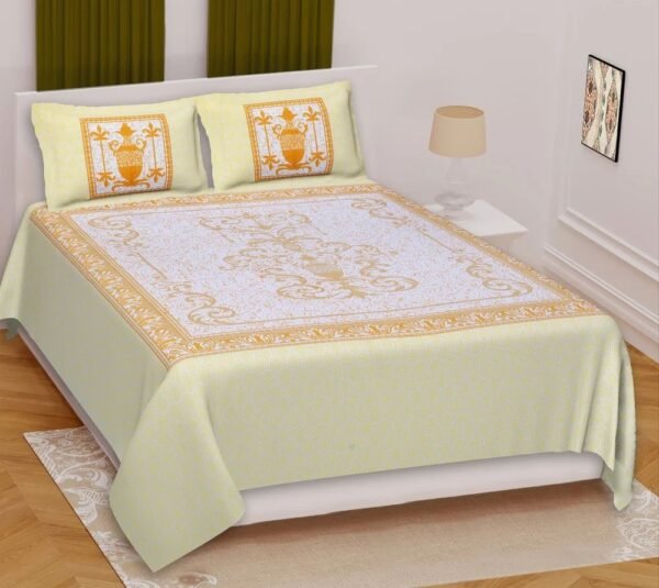 100% Cotton King?Size Double Bedsheet Set with 2 Pillow Covers ? Soft, Breathable Ethnic Print Bed Linen