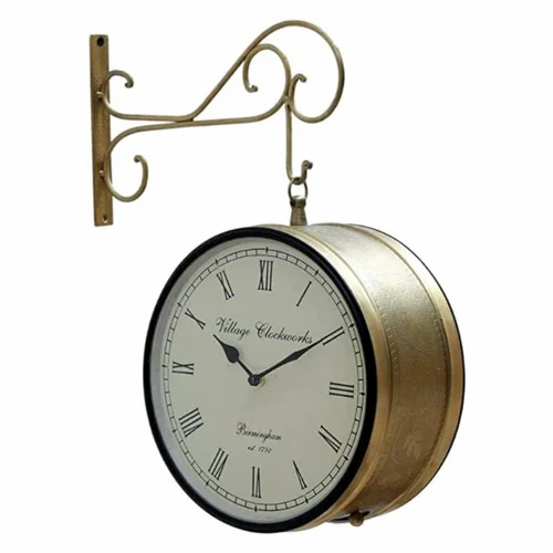 Handcrafted 8 Inch Metal Brass Vintage Clock | Classic Decorative Timepiece for Living Room & Study Table