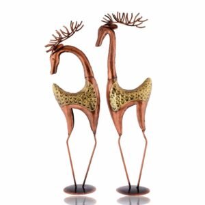 Metal 2 Deer Set | Handmade Decorative Deer Sculptures for Living Room, Table & Shelf D?cor | Premium Artistic Metal Craft Gift Item