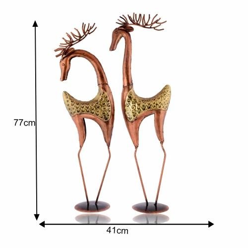 Metal 2 Deer Set | Handmade Decorative Deer Sculptures for Living Room, Table & Shelf D?cor | Premium Artistic Metal Craft Gift Item
