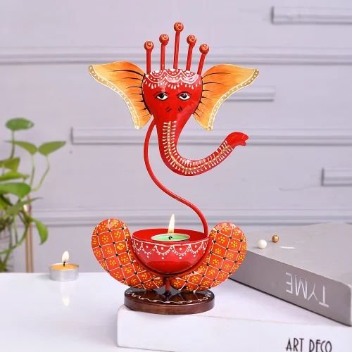 metal-deer-set-500x500-5.jpg Handmade Ganesh T Lite Candle Holder | Artistic Metal Ganesha Tea Light Stand for Home Decor & Gifts
