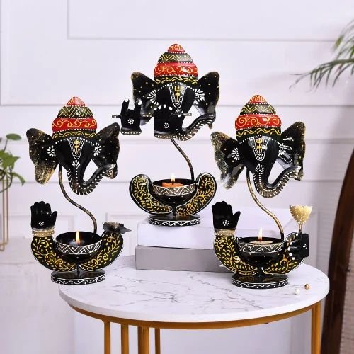 metal-murli-rishna-blue-t-lite-500x500-1.jpg Ganesh T Lite Set of 3 | Decorative Lord Ganesha Tea Light Candle Holders for Home & Festive Decor