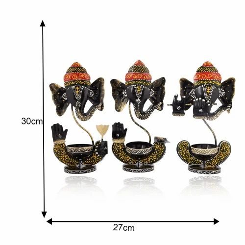 metal-murli-rishna-blue-t-lite-500x500-3.jpg Ganesh T Lite Set of 3 | Decorative Lord Ganesha Tea Light Candle Holders for Home & Festive Decor