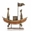 Metal Small Boat Pen Holder | Handcrafted Desk Organizer for Home & Office Decoration