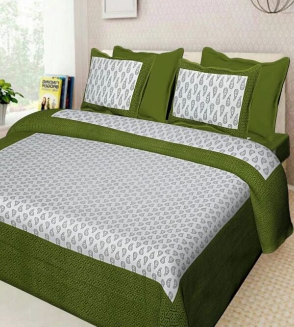 100% Cotton Printed Double Bedsheet with 2 Pillow Covers ? Soft, Breathable Ethnic Design Bed Linen
