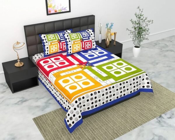 printed-cotton-double-bedsheet-with-2-pillow-cover-1000x1000-3.jpeg Pure Cotton Printed Double Bedsheet with 2 Pillow Covers ? Traditional Jaipuri / Rajasthani Design, Soft & Breathable Home Bed Linen