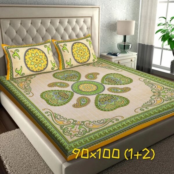 100% Cotton King Size Screen?Print Bedsheet ? Soft & Breathable Indian Bed Sheet with Ethnic Pattern