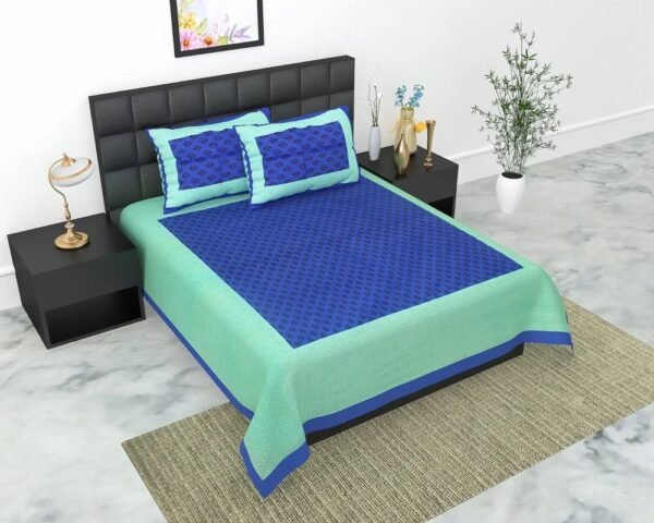 100% Cotton Double Bedsheet Set with 2 Pillow Covers ? Soft & Breathable Printed Bed Linen, Ethnic Design