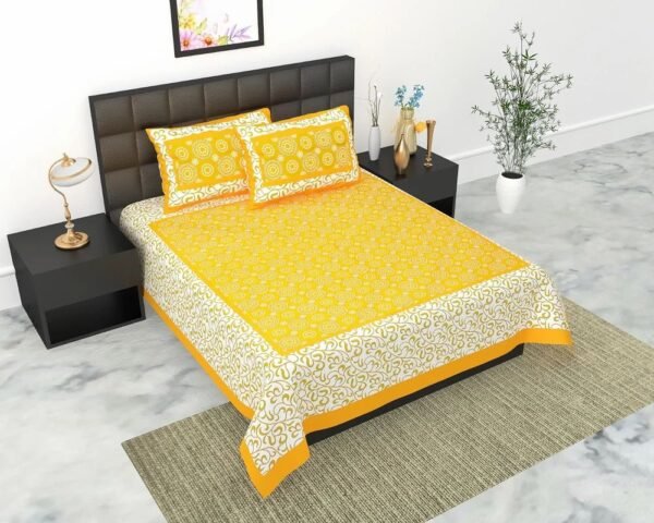 shivam-textiles-jaipuri-printed-cotton-double-bedsheet-with-2-pillow-cover-1000x1000-2.jpeg Jaipuri Printed Cotton Double Bedsheet with 2 Pillow Covers ? 100% Pure Cotton, Traditional Rajasthani Design, Soft & Breathable Bed Linen