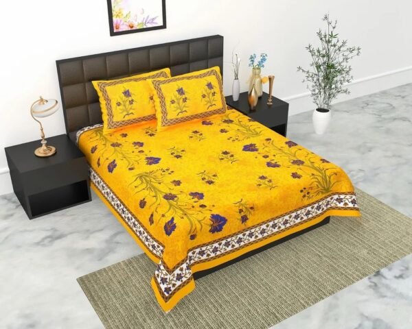 Jaipuri King Size Cotton Double Bedsheet ? Soft 100% Pure Cotton with Traditional Rajasthani Block Print for Ethnic Home Decor