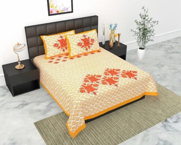 Jaipuri King Size Cotton Double Bedsheet ? 100% Premium Cotton, Traditional Rajasthani Hand?Block Print, Soft & Breathable Bed Linen