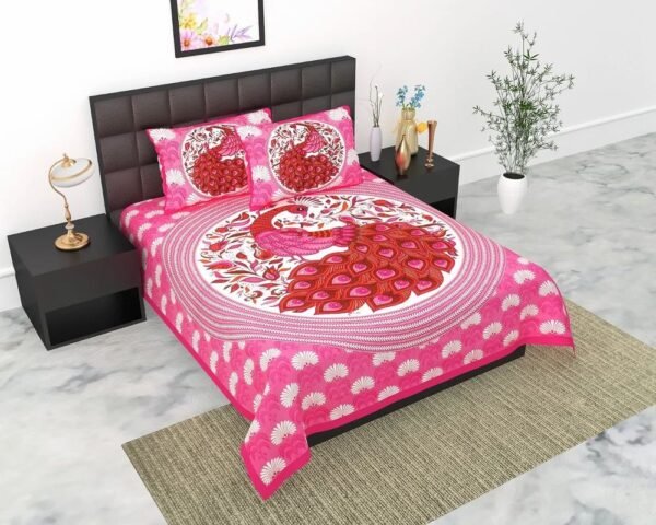 Jaipuri King Size Cotton Double Bedsheet ? Premium Handcrafted Rajasthani Printed Bed Sheet, Soft & Breathable, Ideal for Home & Gift