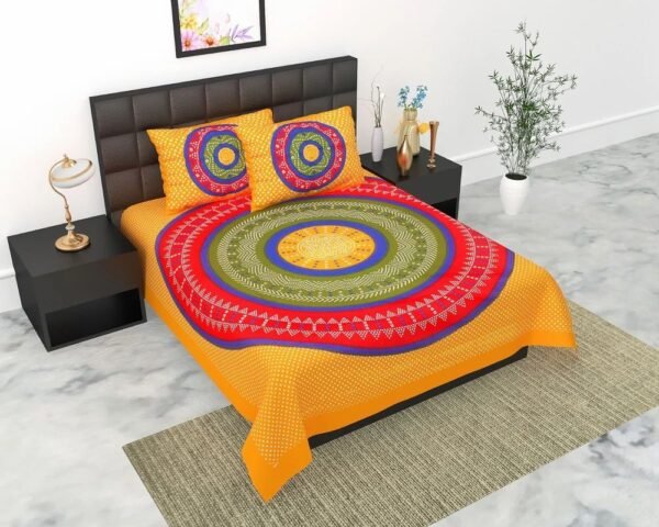 st057-jaipuri-king-size-cotton-double-bedsheet-1000x1000-2.jpeg Jaipuri King Size Cotton Double Bedsheet ? 100% Pure Cotton, Traditional Rajasthani Block Print, Soft & Breathable Ethnic Bed Linen