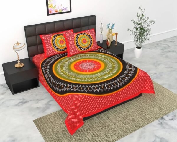 st057-jaipuri-king-size-cotton-double-bedsheet-1000x1000-3.jpeg Jaipuri King Size Cotton Double Bedsheet ? 100% Pure Cotton, Traditional Rajasthani Block Print, Soft & Breathable Ethnic Bed Linen