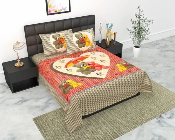ST059 Jaipuri King?Size Cotton Double Bedsheet with 2 Pillow Covers ? 100% Pure Cotton, Traditional Rajasthani Print, Soft & Breathable Bed Linen