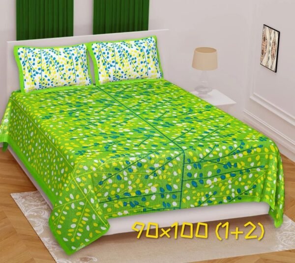 ST1001 Jaipuri Printed 100% Cotton Double Bedsheet with 2 Pillow Covers ? Soft, Breathable Rajasthani Design Bed Linen