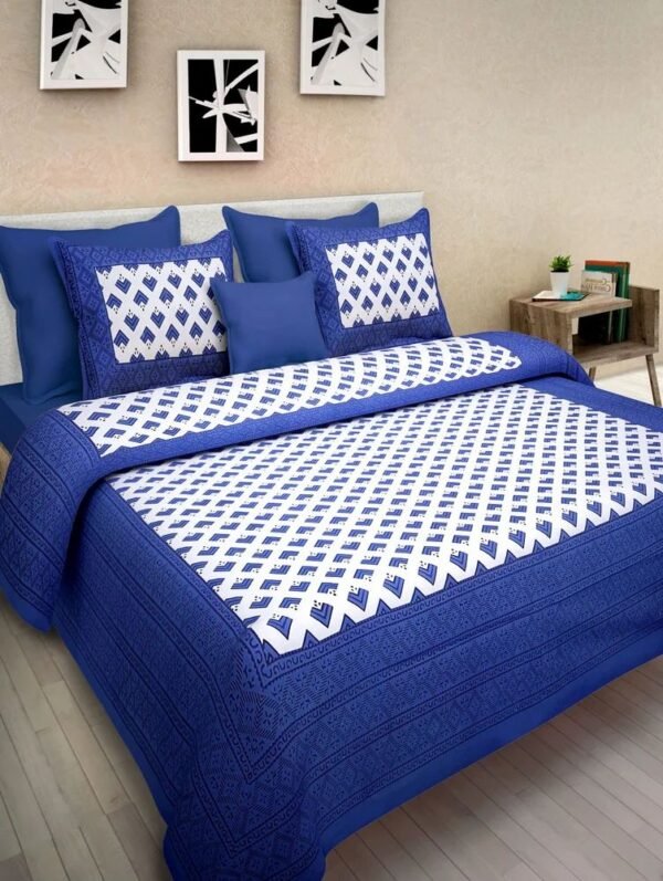 Jaipuri Printed Cotton Double Bedsheet ? Traditional Handcrafted Design, Soft & Comfortable