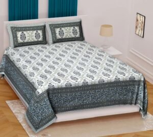 Jaipuri Super King Size Cotton Bedsheet 108????108? ? Authentic Rajasthani Block Print, 100% Pure Cotton, Breathable & Durable