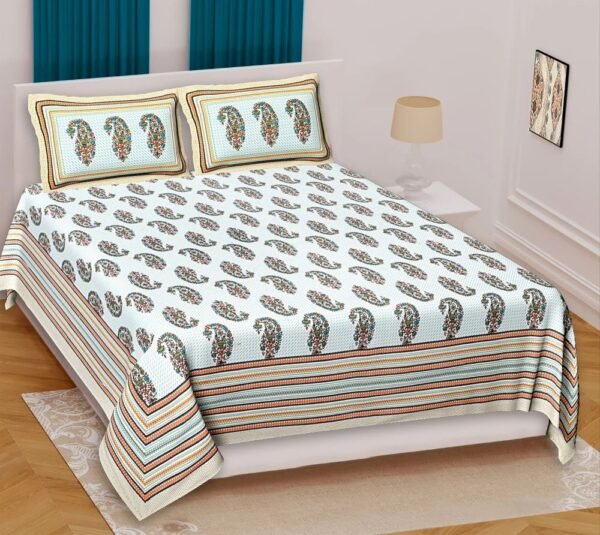 super-king-size-bedsheets-1000x1000-1.jpg Super King Size Cotton Bed Sheet with 2 Pillow Covers | 100% Soft & Breathable Cotton Bed Linen | Durable & Machine-Washable Super King Bedding Set