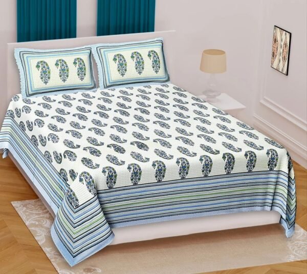 super-king-size-bedsheets-1000x1000-2.jpg Super King Size Cotton Bed Sheet with 2 Pillow Covers | 100% Soft & Breathable Cotton Bed Linen | Durable & Machine-Washable Super King Bedding Set