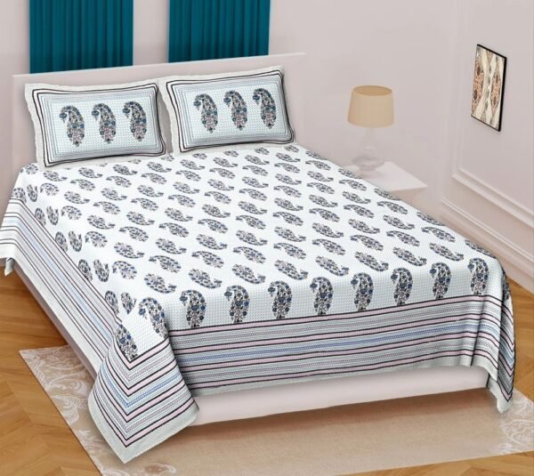 super-king-size-bedsheets-1000x1000-3.jpg Super King Size Cotton Bed Sheet with 2 Pillow Covers | 100% Soft & Breathable Cotton Bed Linen | Durable & Machine-Washable Super King Bedding Set