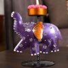Rajasthani Hand-Painted Metal Elephant T-Lite Holder | Decorative Tealight Candle Stand for Home & Festive D?cor