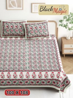 Premium Jaipuri Cotton Double Bedsheet ? King Size, Soft & Durable, Elegant Traditional Print, Breathable & Comfortable for All Seasons