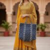 61r-T-wlo-Ps-L-SY741.jpg Mohinii Cotton Quilted Tote Bag - Large Indigo Blue Block Print Shopping Bag for Women.