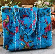 cotton-quilted-bird-tote-bags-1000x1000-1.jpg Handmade Quilted Cotton Tote Bag ? Blue Bird Print Shoulder Bag, Reversible Kantha Tote, Eco-Friendly Shopping Bag, Floral Everyday Carryall Gift for Women