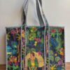 il-1588x-N-7563567321-16lv.jpg Handcrafted Quilted Cotton Tote Bag | Blue Floral Block Print Shoulder Handbag | Large Canvas Shopping & Travel Tote