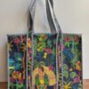 il-794x-N-7563567321-16lv.jpg Handcrafted Quilted Cotton Tote Bag | Blue Floral Block Print Shoulder Handbag | Large Canvas Shopping & Travel Tote