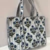 printed-cotton-ladies-hand-bag-1000x1000-1.webp Handmade Blue Floral Quilted Tote Bag ? Block Print Cotton Shoulder Bag, Kantha Tote, Reusable Shopping Bag, Boho Travel Tote Gift for Women