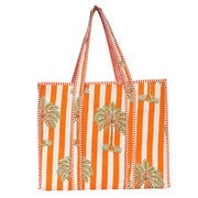the-palm-tree-tote-in-orange-8a37c8cdb9be5ca51795ae4e80096988.jpg Handmade Quilted Cotton Tote Bag | Block Print Jungle Safari Shoulder Bag | Eco-Friendly Travel Beach Tote